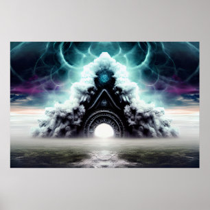 Póster Río nublado del mundo fantasma Mystic Ancie Eerie