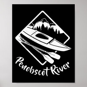 Póster Río Penobscot Maine Kayak Kayaking Embarcaciones B