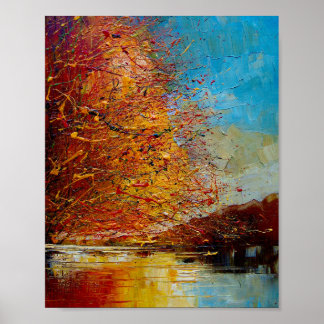 Póster Río, pintura abstracta.