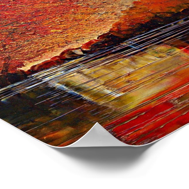 Póster Río, pintura abstracta. (Esquina)