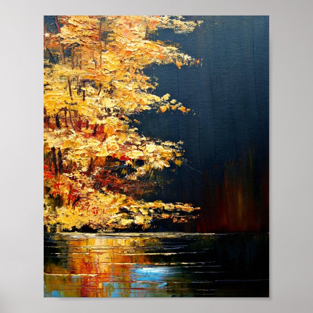 Póster Río, pintura abstracta. (Frente)