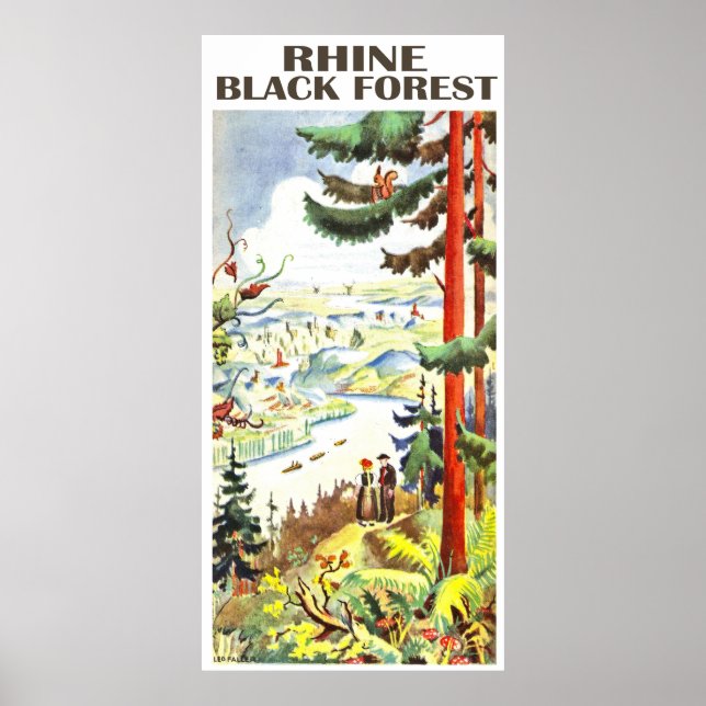 Póster Río Rin, Selva Negra, Alemania. Viaje de cosecha (Frente)