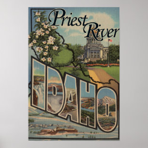 Póster Río Sacerdote, Idaho - Escenas de letras grandes