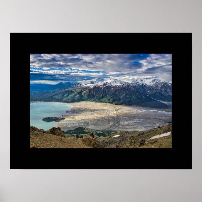 Póster Río Slims y vista de montaña (Frente)