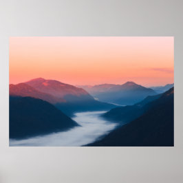 Póster Río soča con niebla al amanecer