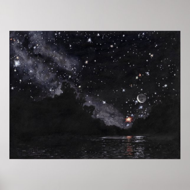 Póster Río Starlit esperando Escorpio: 24x18 (Frente)