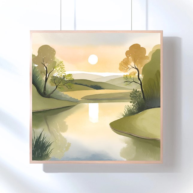 Póster Río Sunrise | Amarillo acuático (Subido por el creador)