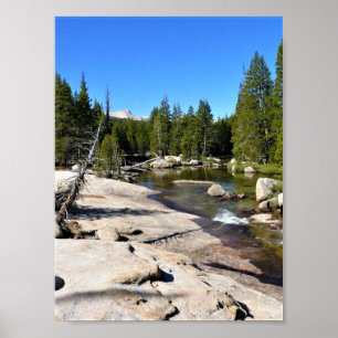 Póster Río Tuolumne con pico de catedral, Yosemite, CA