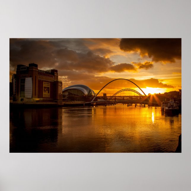 Póster Río Tyne al atardecer (Frente)