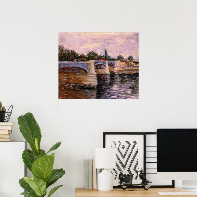 Póster Río Van Gogh Seine con Pont del Grande Jette (Oficina en casa)