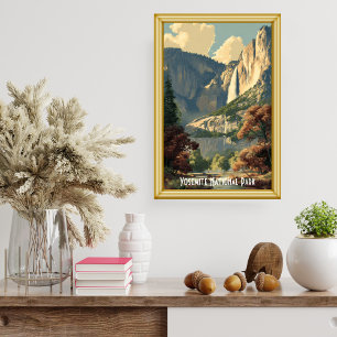 Póster Río Vintage del Parque Nacional Yosemite Senderism