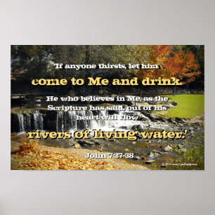 Póster Ríos de Agua Viva, Juan 7:37 Biblia Cristiana