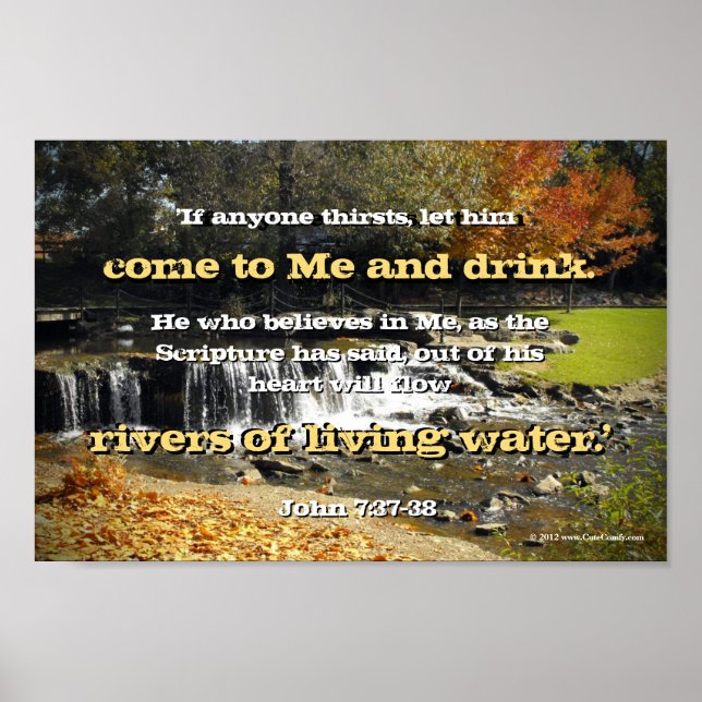 Póster Ríos de agua viva, Juan 7:37 Biblia cristiana (Frente)