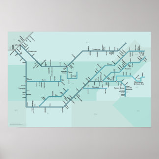 Póster Ríos de Tennessee y Cumberland 30" x 20"