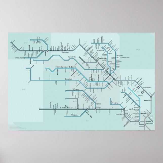 Póster Ríos Rojo y Arkansas 30" x 20" (Frente)