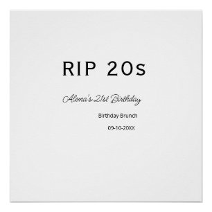 Póster RIP 2002 cumpleaños 21 simple fecha mínima de brun