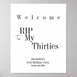 Póster RIP 30s Party 40th Birthday Welcome
