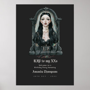 Póster RIP a Mis XX Cumpleaños Oscuro Glamuroso de Bienve