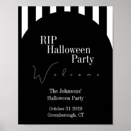 Póster RIP Halloween Black and White Stripe Party Welcome