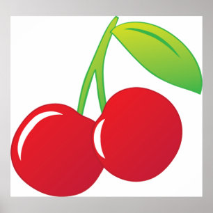 Póster Ripe Bright Red Cherries