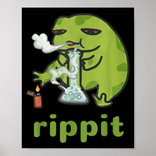 Póster Rippit Rana Fumador De Hierba Divertido _1
