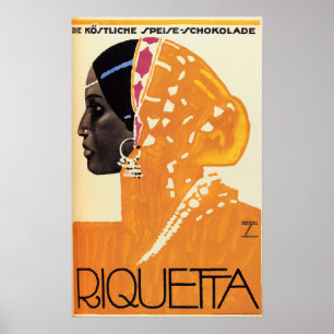 Póster RIQUETTA CHOCOLATES 1926 Anuncio de Ludwig Hohlwei