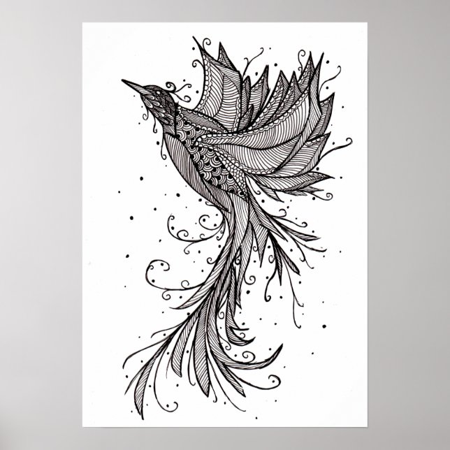 Póster Rising Phoenix Lineart Poster