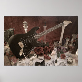 Póster Rising Skull Black Strat Electric Guitar Poster