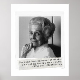 Póster Rita Levi-Montalcini cita a las mujeres en la cien