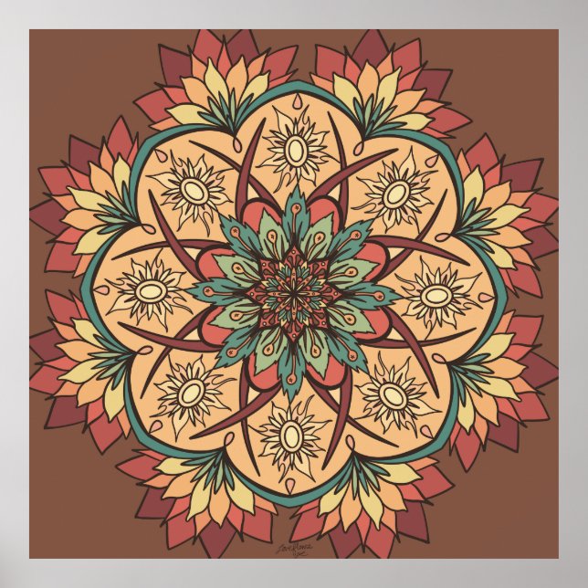 Póster Ritmo de la Tierra del Sol Natural Mandala (Frente)