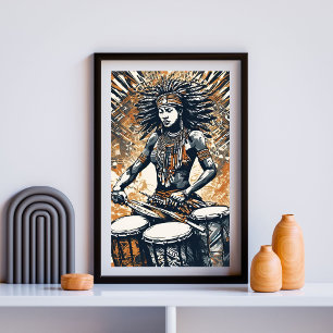 Póster Ritmo de su alma - Reina tribal del tambor