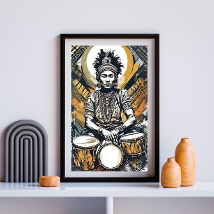 Póster Ritmo de su alma - Reina tribal del tambor III