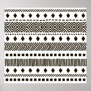 Póster Ritmos tribales: patrones geométricos étnicos