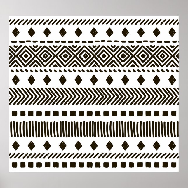 Póster Ritmos tribales: patrones geométricos étnicos (Frente)
