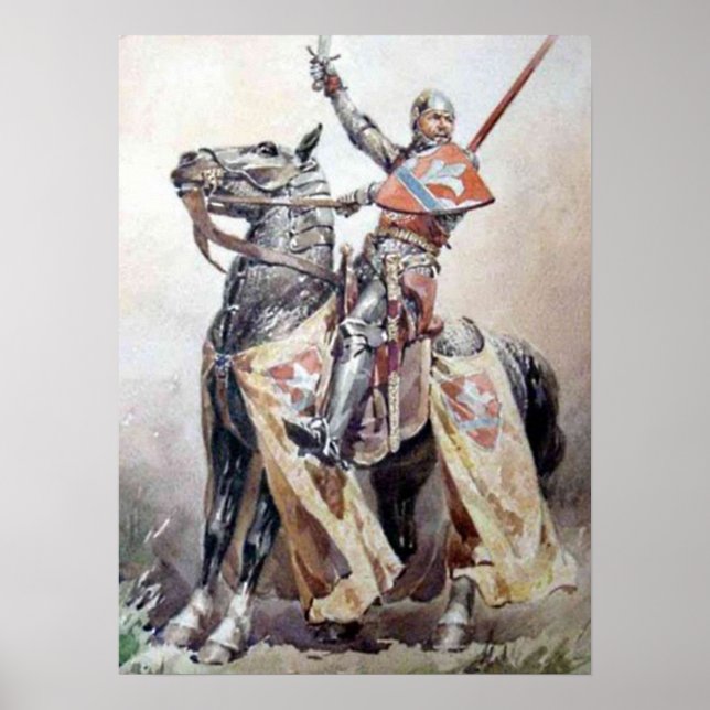 Póster Ritter zu Pferde in Siegerpose (Frente)