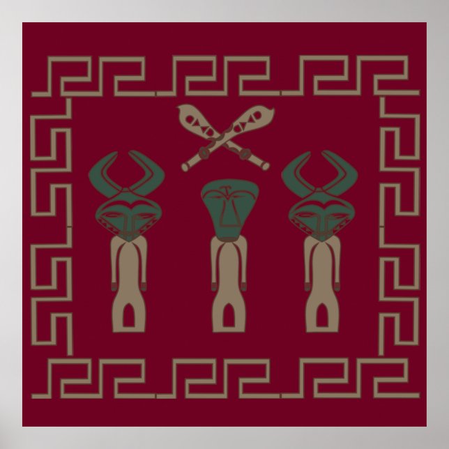 Póster ritual de guerrero de tribu africana (Frente)