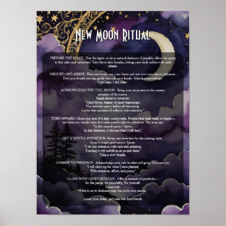 Póster Ritual de Luna Nueva Libro de Sombras de Oración P