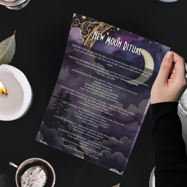 Póster Ritual de Luna Nueva Libro de Sombras de Oración P (New Moon Ritual Pagan Prayer Book of shadows Poster)