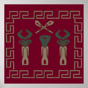 Póster ritual guerrero tribu africana