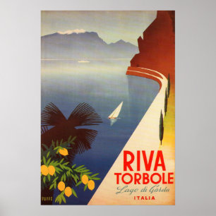 Póster Riva Torbole, Lago de Garda Italia Viajes de época