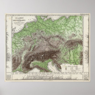 Póster River and Mountain Map of Germany