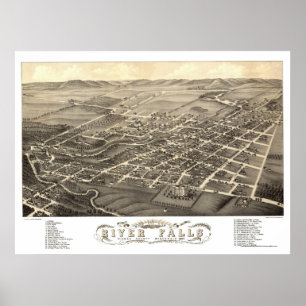Póster River Falls, WI Panoramic Map - 1880