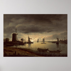 Póster River Scene - Anthonie van Borssom Fine Art Poster