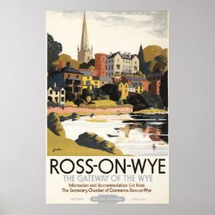 Póster River Scene of Town British Railways Poster