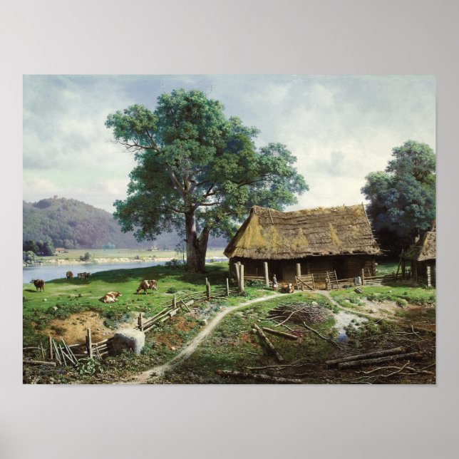 Póster Riverside Farmstead, 1858 (Frente)