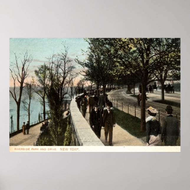 Póster Riverside Park and Drive, Nueva York, 1906 (Frente)