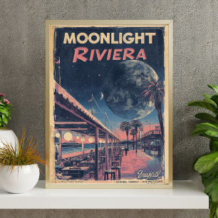 Póster Riviera a la luz de la luna  Fantasía lunar Paseo 