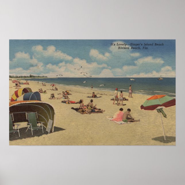 Póster Riviera Beach, Florida - Los bañistas de sol en la (Frente)