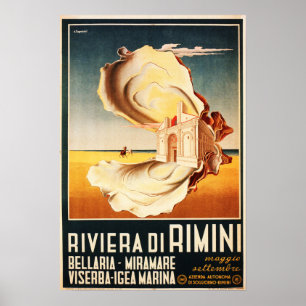 Póster Riviera Di Rimini Vintage ITALIA Vacaciones de via
