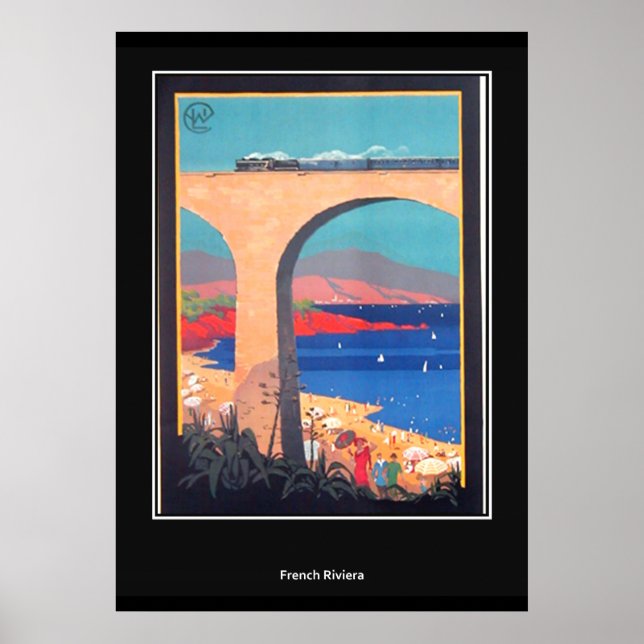 Póster Riviera francesa estampa retro vintage (Frente)